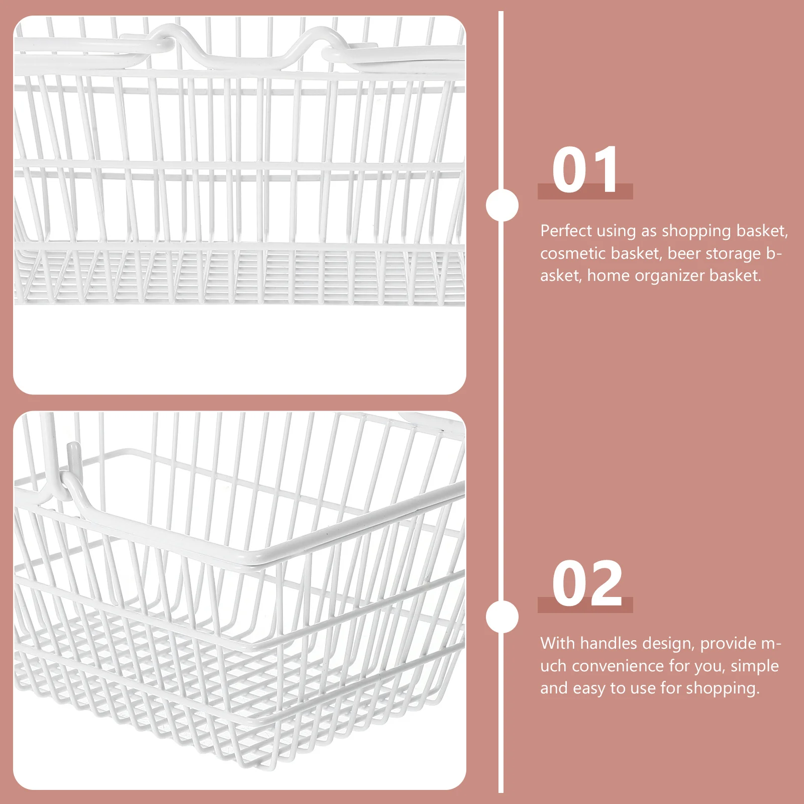 

1pc Shopping Storage Basket For Kitchen Organizer Spice Jars Handle Shopping Basket Beer Home Use Handle Design