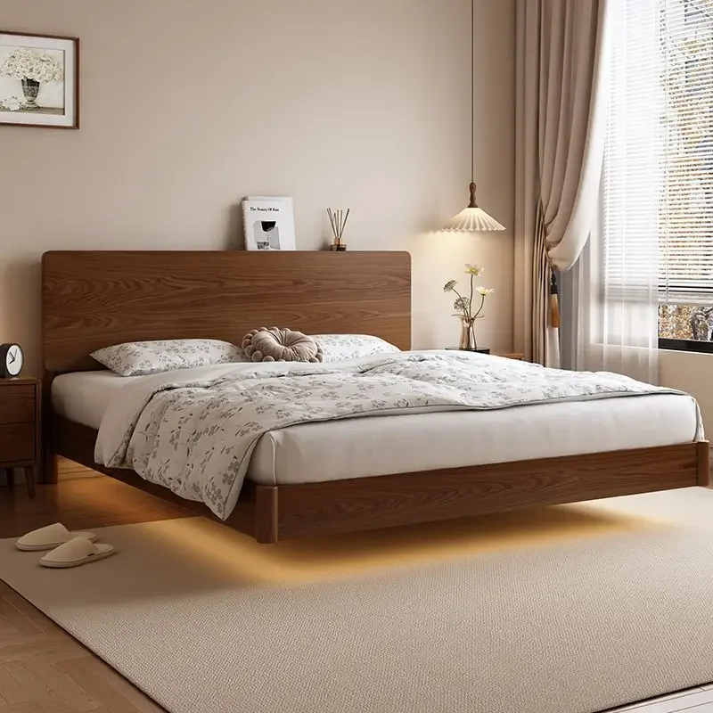 All solid wood 1.8 meters double bed 1 meter 1.5 meters home rental room single bed modern suspended master bedroom