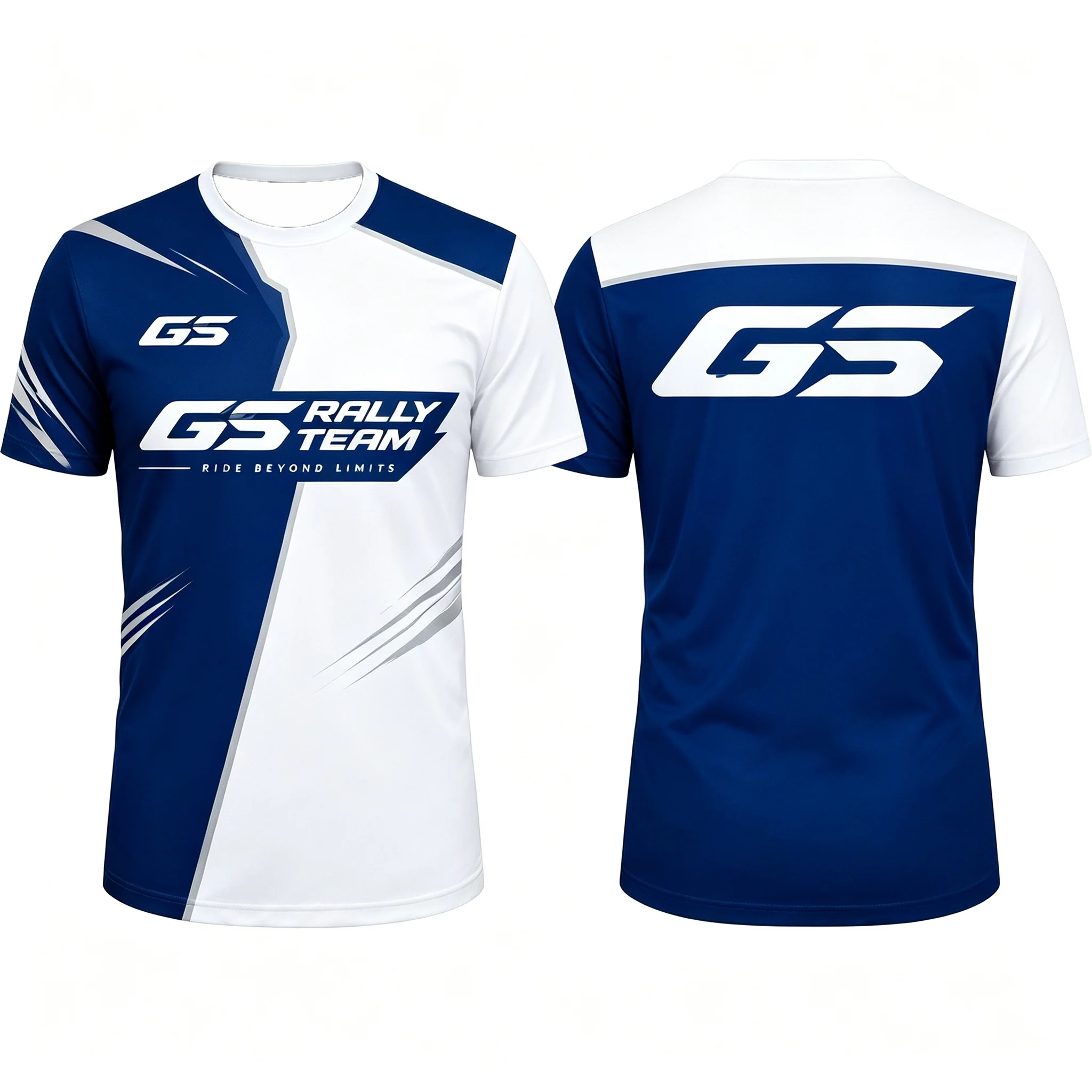 GS Motorcycle Racing Jersey Men Short Sleeve T Shirt Blue White Rally Team Moto Rider Off Road Adventure Sportswear