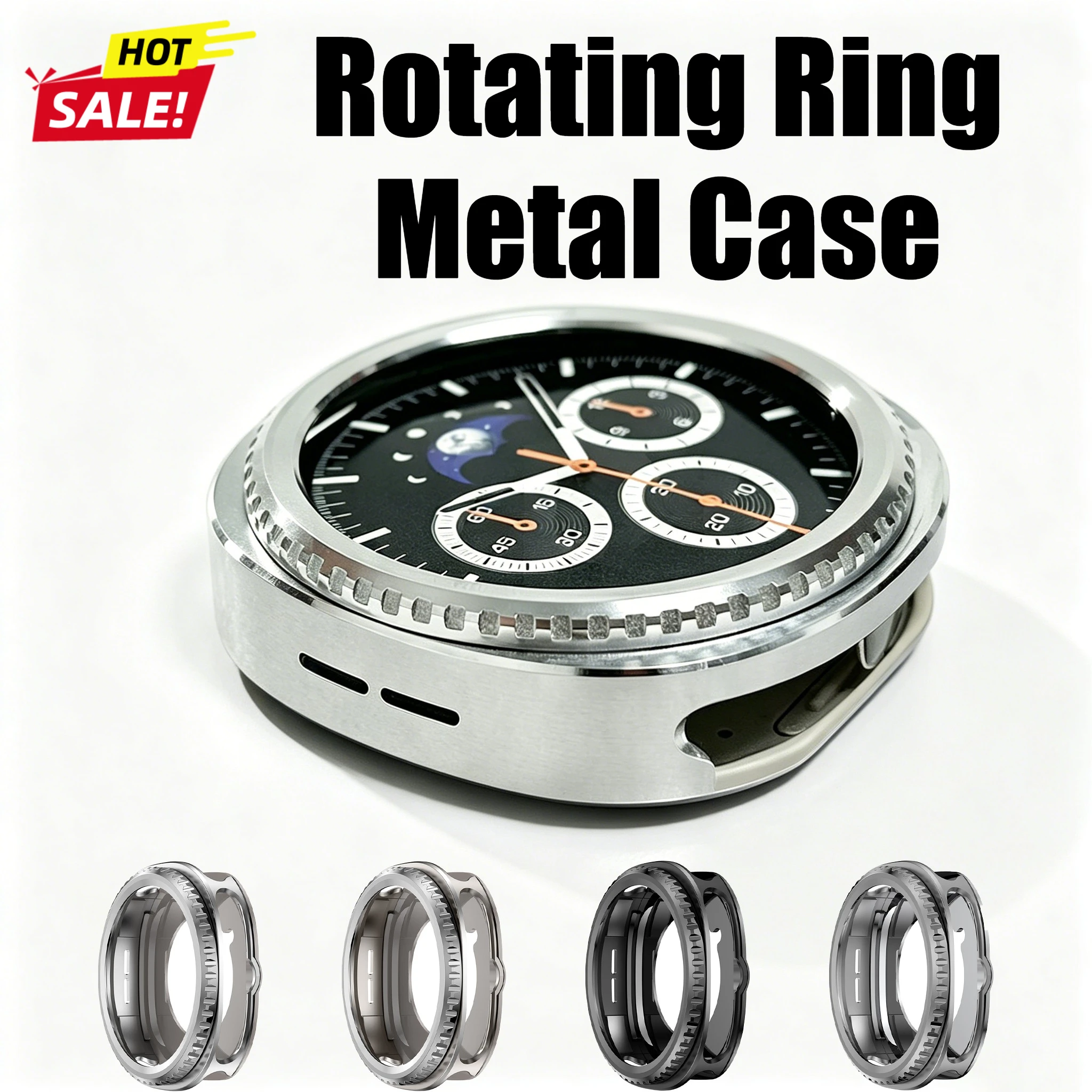 Metal+PC Hard PC Bumper Shell Case Protector Protective Case for Samsung Galaxy Watch 8 Classic 46mm Galaxy Watch8 Classic