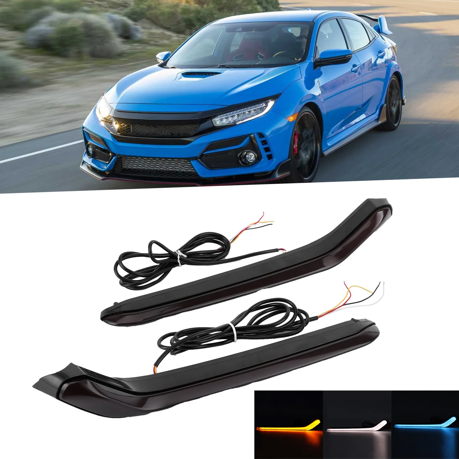 

Car Driving Front Lamp Driving Light LED 3 Color Daytime Running Light Accessory Fit for Hatchback 2019‑2020