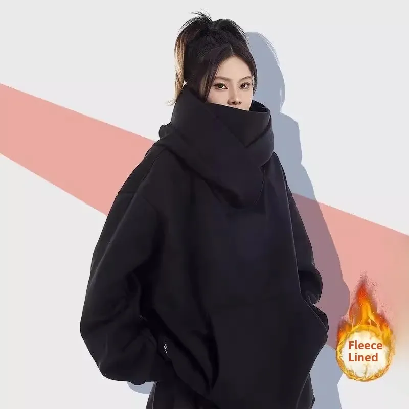 

plus Size Hoodie Sweatshirt Unisex Thickened Fleece Lined Loose Casual All-Match Autumn Winter Hooded Sweatshirt Streetwear