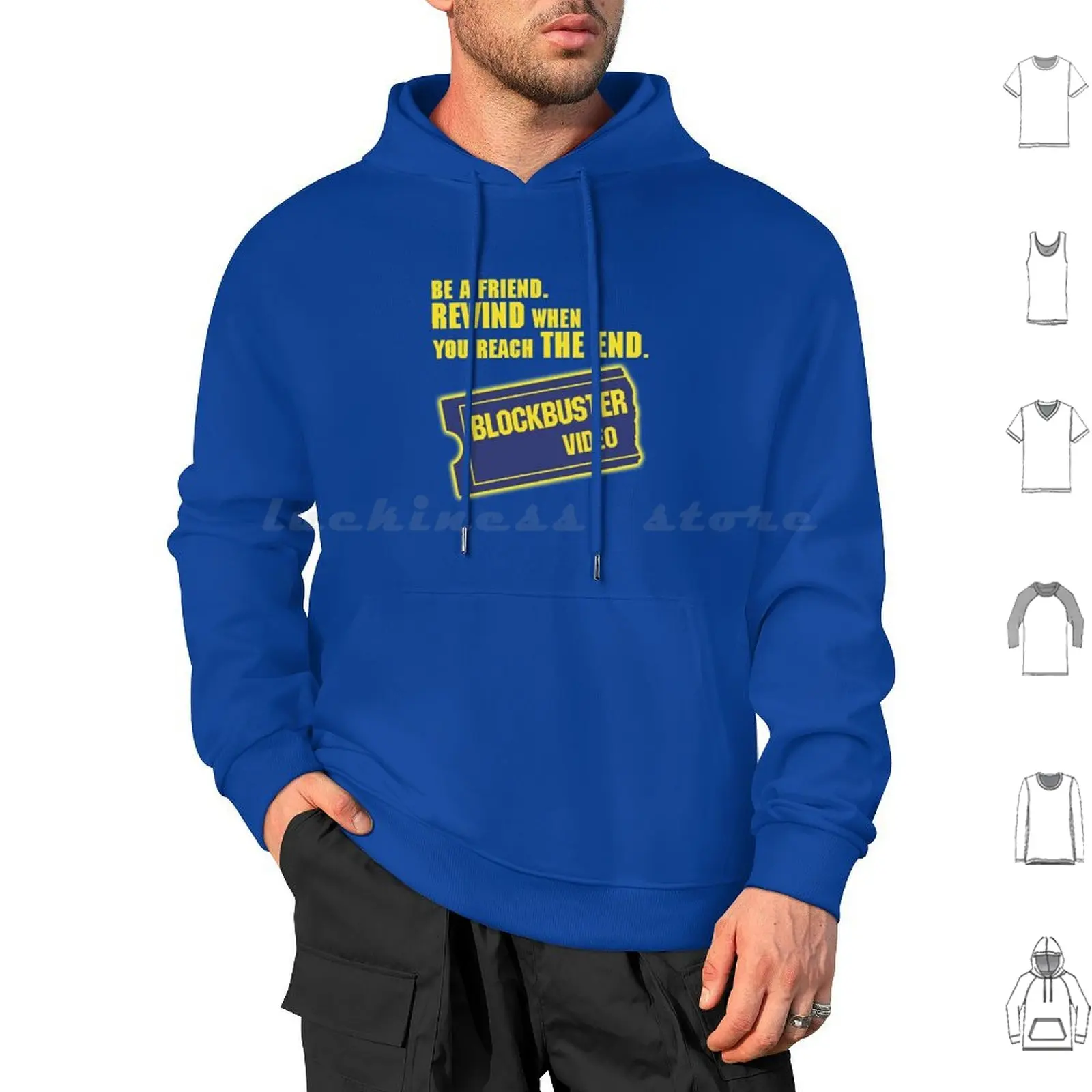 Blockbuster Video Merchandise Hoodie cotton Long Sleeve Blockbuster Video Blockbuster Video Movies Vhs Rewind Nineties