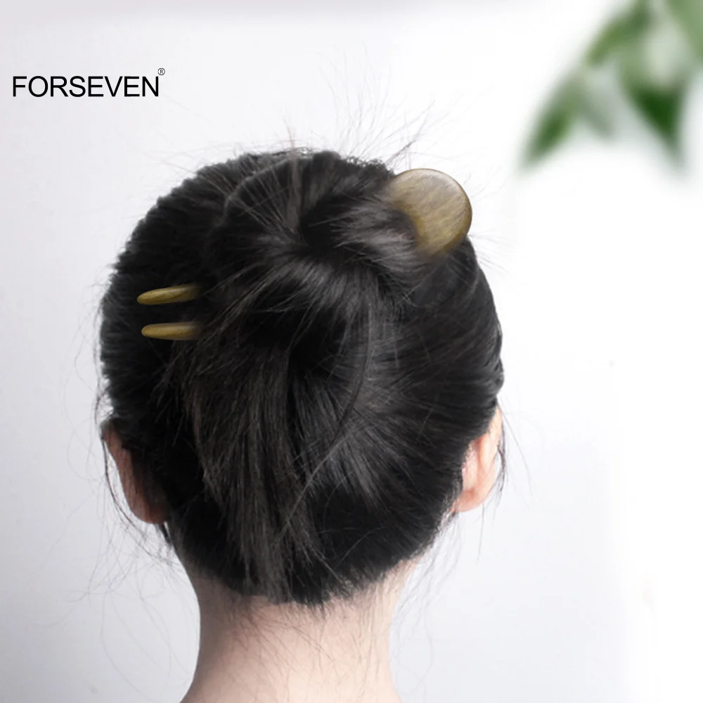 U-Shaped Hair Sticks Forks Wooden Handmade Chinese Cheongsam Clothes Hairpin Clips Hair Accessories Women Hair Styling Pins