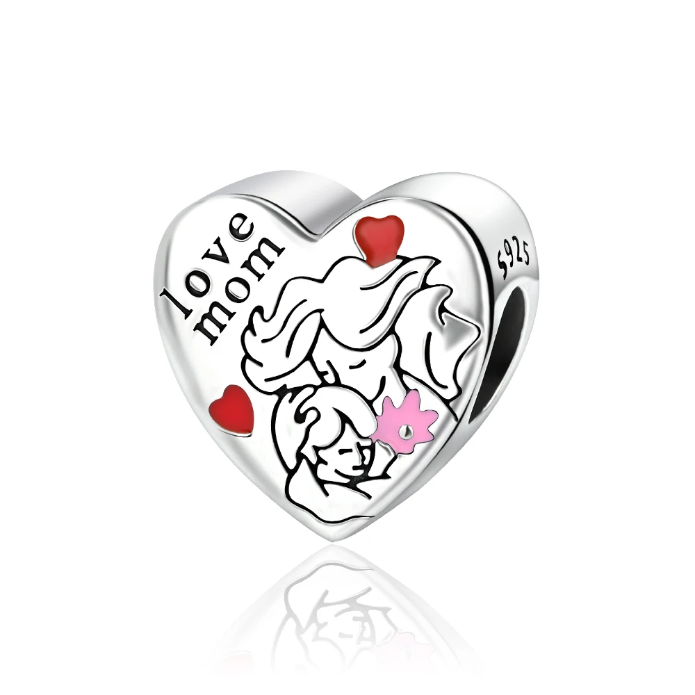 

Ahthen 925 Sterling Silver Hot Sale Beads Love Mom Dangle Charm fit Snake Chain Bracelets Necklaces for Women Jewelry Making