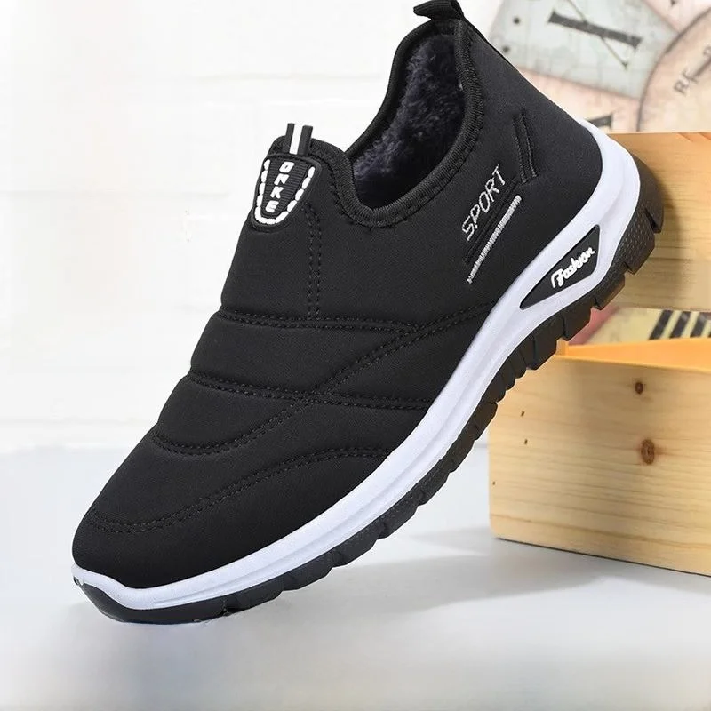 

Men's Winter Cotton Shoes Fleece Lined Thickened Slip-On Walking Shoes Anti-slip Wear-resistant Warm Dad Cotton Boots