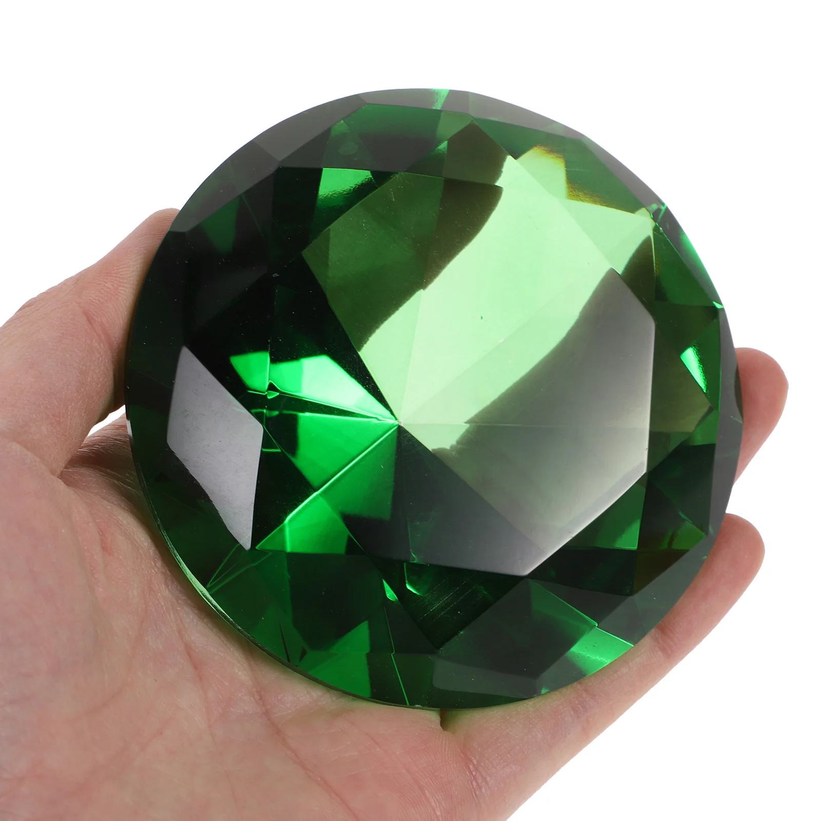 Faux diamant vert en verre de qualité supérieure, 2 pièces, ornement pour mariage, anniversaire, décoration de maison, brillant