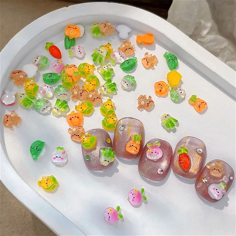 

Vegetable Scallion Carrot Corn Radish Cabbage Chili Ginger Pumpkin Mushroom Cherry Strawberry Nail Art Accessories Decorations