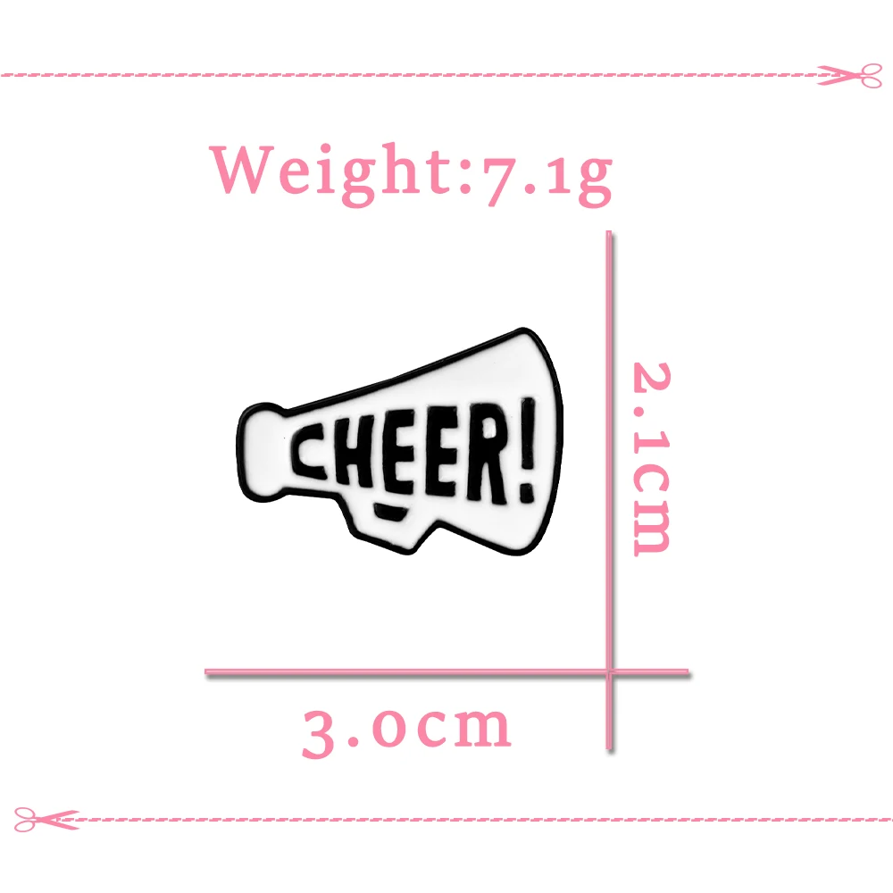 Creative Word CHEER Trumpet Brooches Cheer up Enamel Pins for Athletes Backpack Cloth Lapel Badge Match Gifts Decoration Jewelry