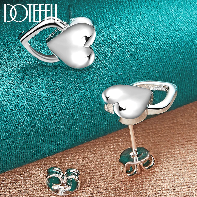 

DOTEFFIL 925 Sterling Silver Heart Stud Earrings For Woman Wedding Engagement Fashion Party Charm Jewelry