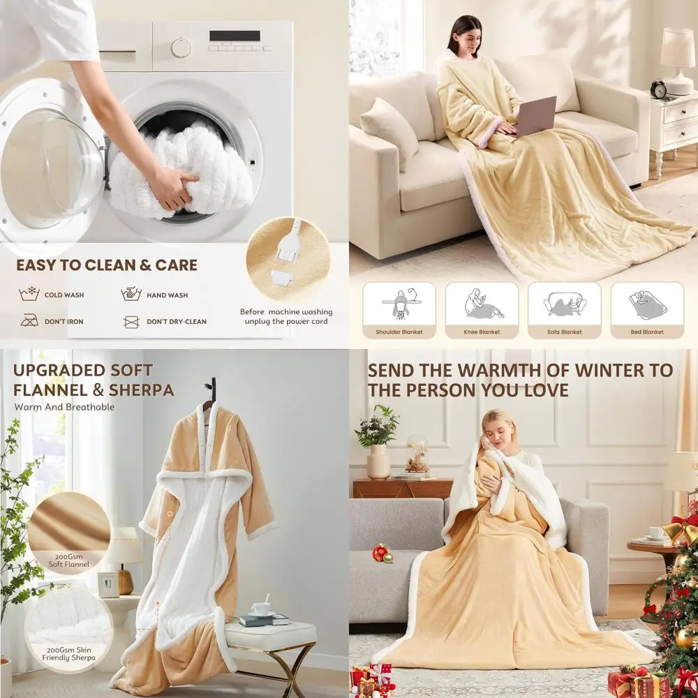 

Heated Blanket Shawl with 10 Temperature Settings & Adjustable Heating Times (Beige, 50x75)