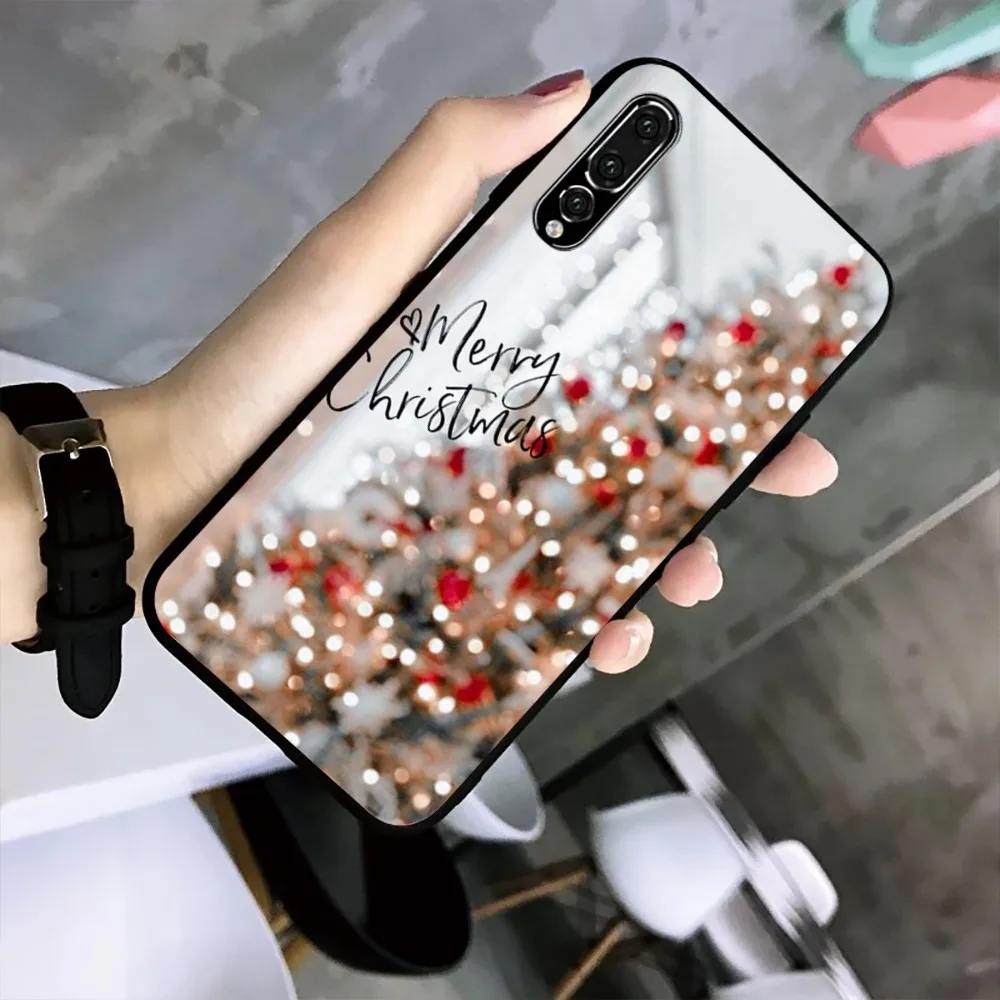 Merry Christmas Tree Phone Case For Huawei Mate P10 P20 P30 P40 P50 Smart Z Honor 50 60 70 Pro Lite Black Case