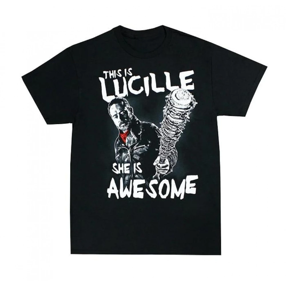 The Walking Dead Negan Lucille Camiseta gráfica Mercancía oficial de programa de televisión, estilo cómico vintage con diseño Negan Lucille