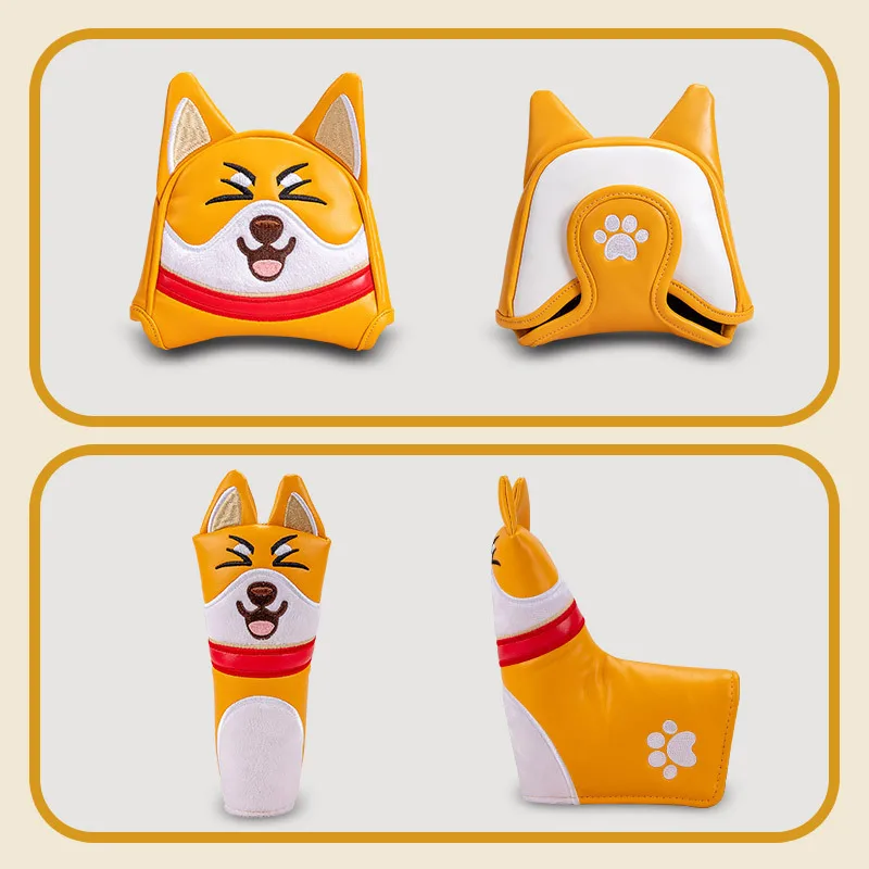 Cute Dog Golf Putter Covers for Mallet Blade Magnatic Type Lovely Dog Cartoon Animal Decorate Golf Life Mascot Novelty Cute Gift