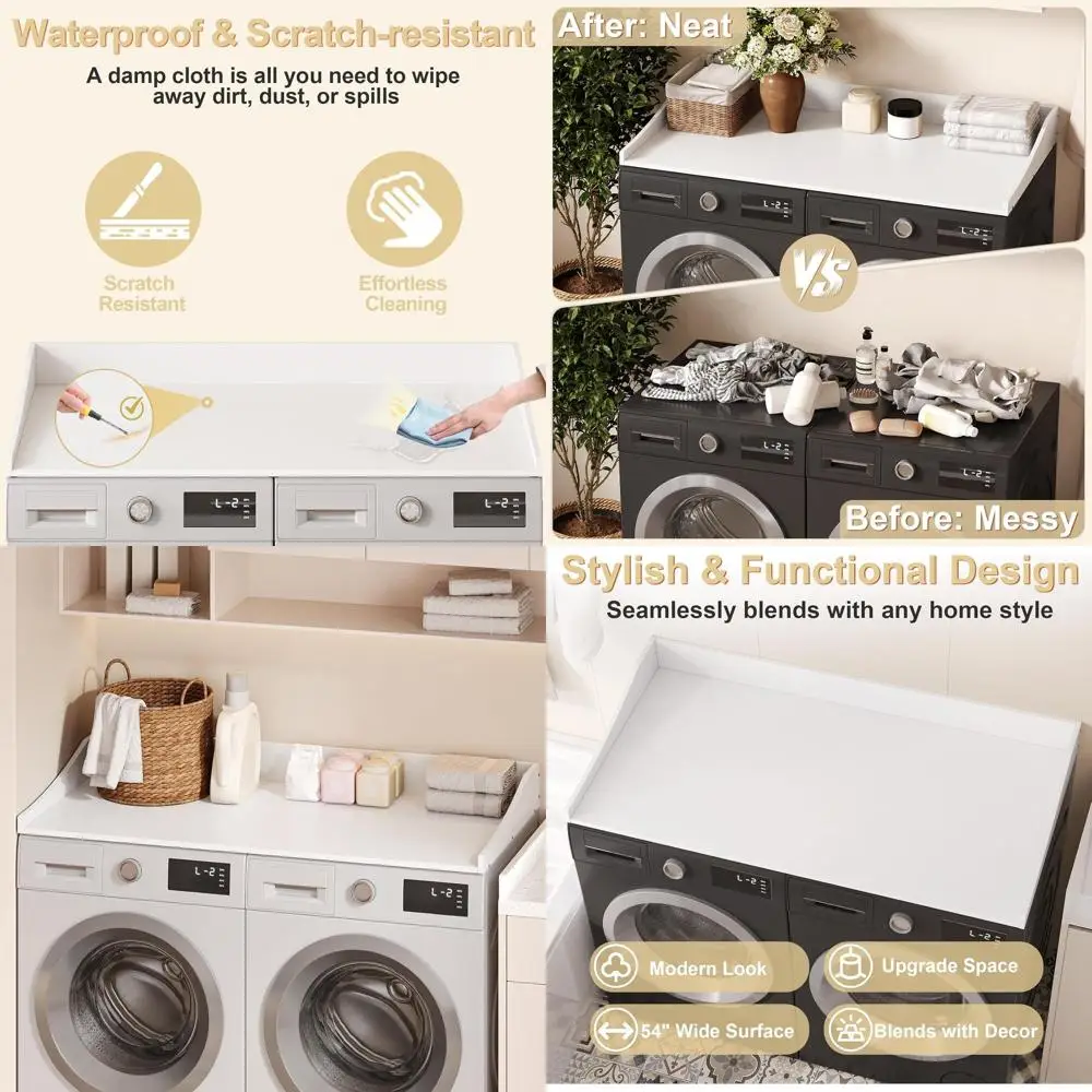 

Настольный органайзер для прачечной для 54 стиральных и сушильных машин с нескользящим ковриком, белый