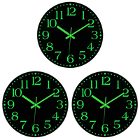 ABRS-3X Luminous Wall Cloc,12 Inch Silent Non-Ticking Battery Operated Clock, Lighted Wall Clock Decoration For Bedroom