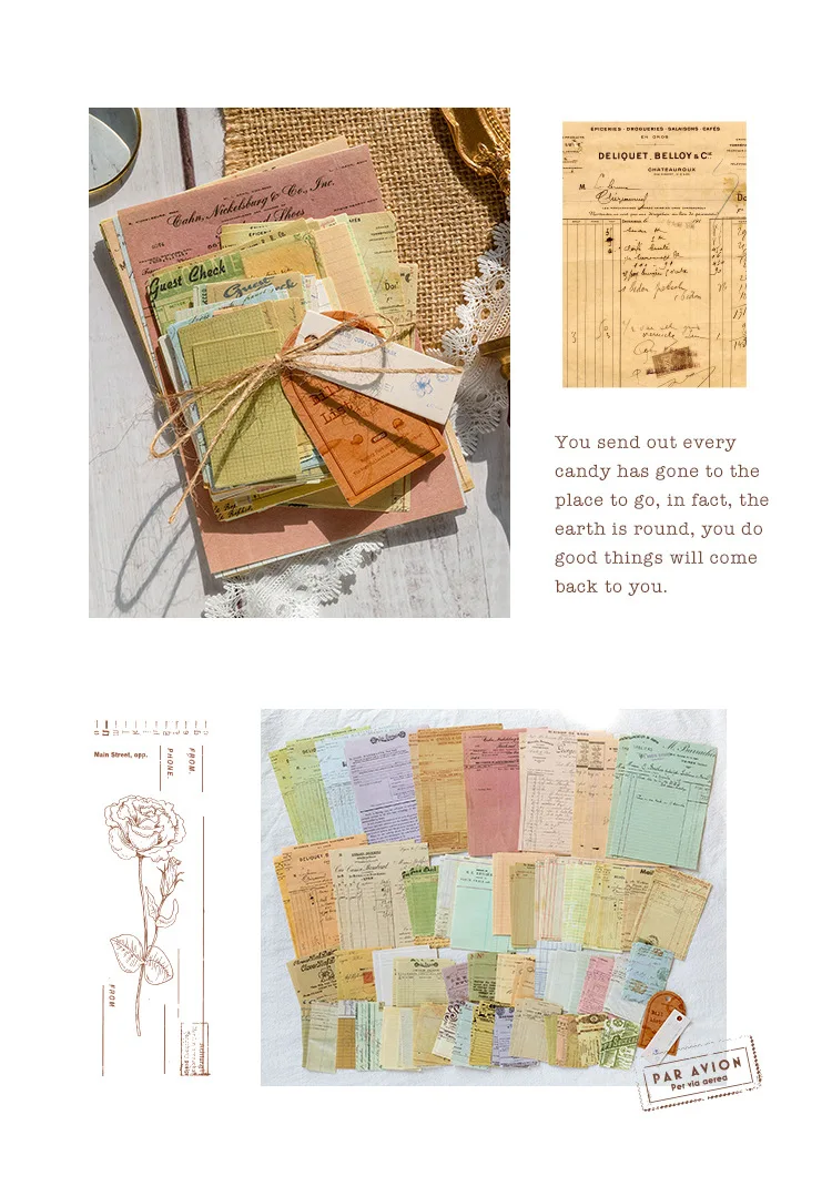 100pcs Vintage Scrapbooking Light Paper Kit DIY Junk Journal Collage Stationery Background Decor Materials for Creative Projects