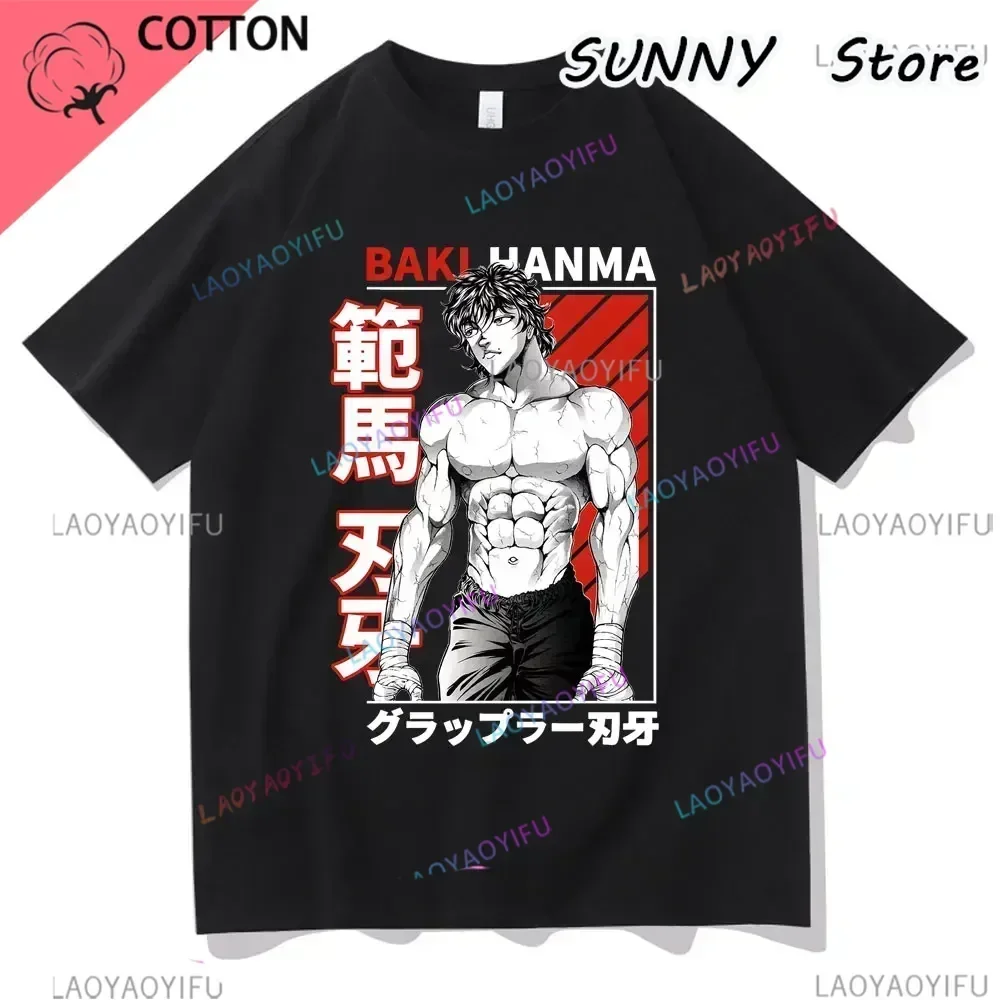 Manga T Shirt Baki Hanma Anime The Grappler For Men - Black Unisex T-Shirt S-3XL new  Short-Sleeve Summer harajuku