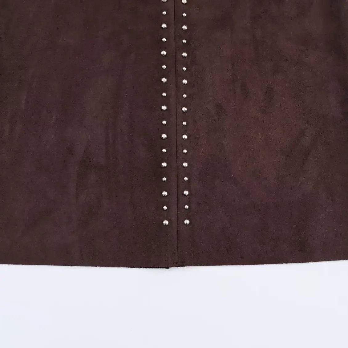 KASLEAD Faionable Réversible Faux Cuir Effet Rivet Dr T-shirt Femme Dr Or Sve rond Ne Ci Trajet