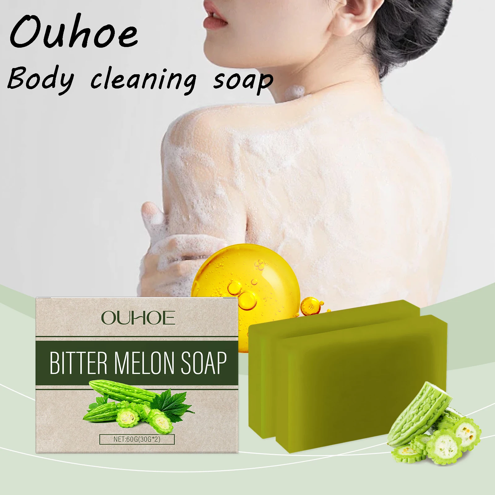 

Ouhoe Bitter Melon Мыло для тела Очищающее пятно для тела Увлажняющее осветляющее тон кожи Контроль жирности Антиокислительное мыло для чистки тела