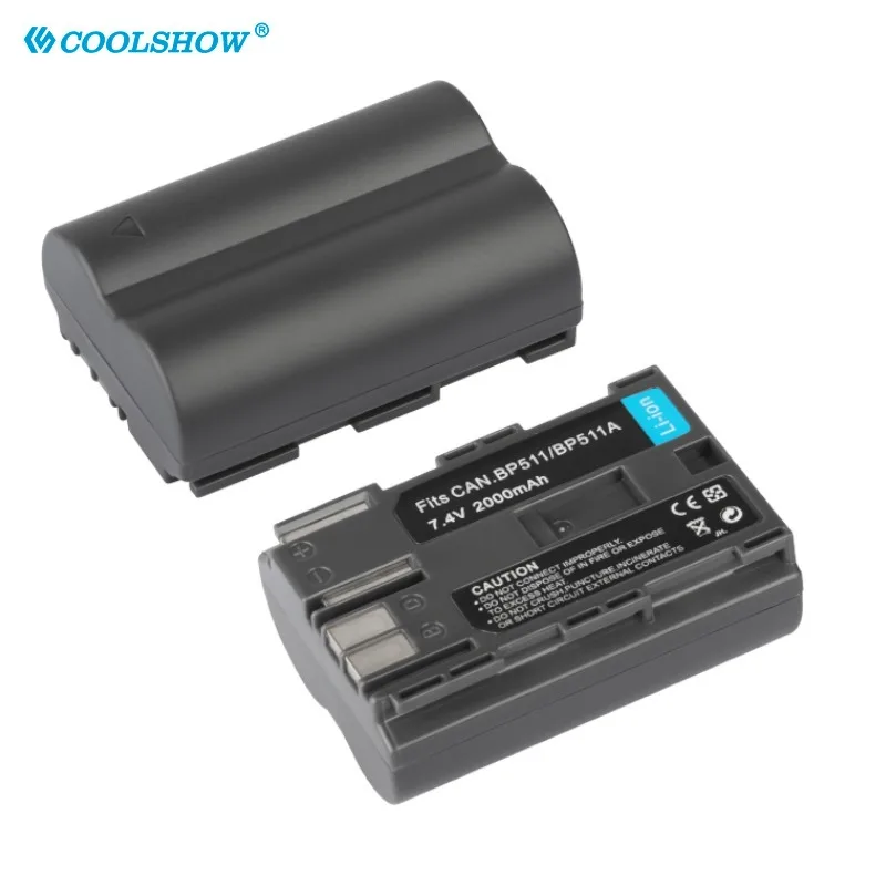 BP-511A BP 511 2000mah Battery  For Canon EOS 300D 50D 40D 30D 5D 20D 10D D60 G6 BP511 FV40 FV30 FV100 FV200 Camera Charger