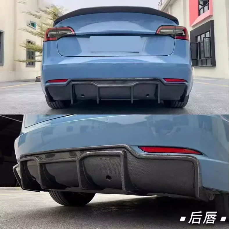 For Tesla Model 3 2017-2021 High Quality ABS Bright Black Car Bumper Rear Diffuser Spoiler Cover