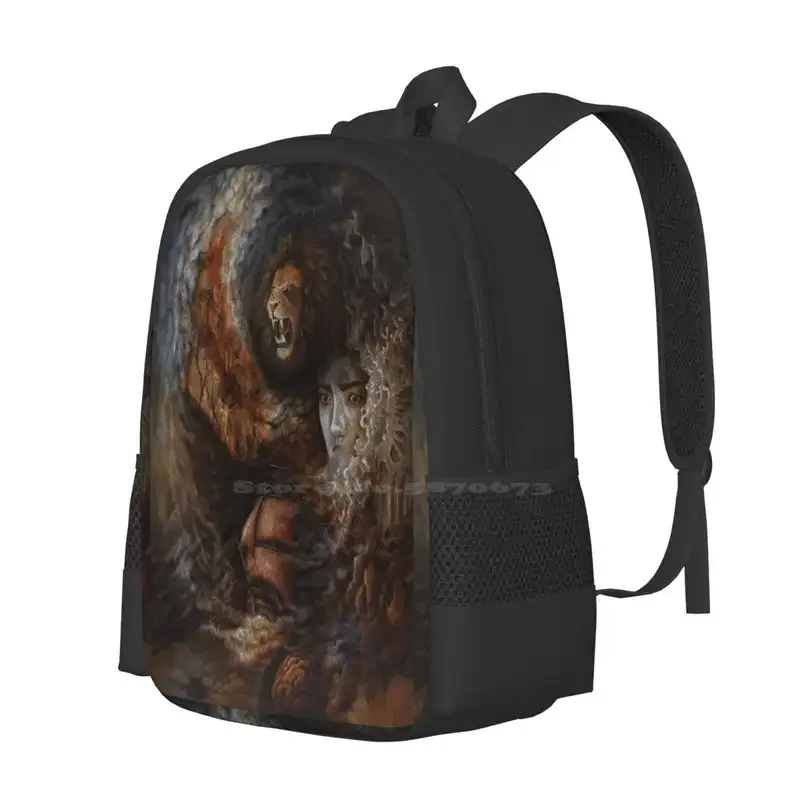 Metanoia Hot Sale Schoolbag Backpack Fashion Bags Lion Pirate Ship Eyes Burning Forest Fire Indie Surreal Astrology Zodiac