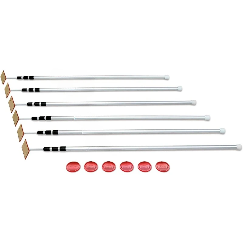 SLP6 12 Foot Spring Loaded Dust Barrier Poles (Pack of 6), 6 Pack, Silver,home.