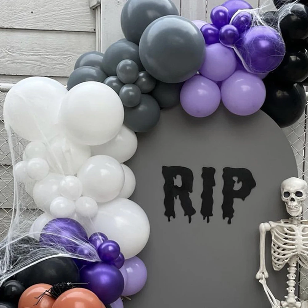 87 Pcs Halloween Balloons Garland Arch Kit Black Purple Latex Balloons Halloween Day's Party Backdrop Air Balloons Decoration