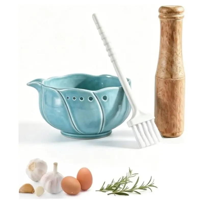 TFORU-1Set Garlic Grater & Stripper Bowl - For Garlic, Ginger, Baby Foods,Garlic Grating Bowl