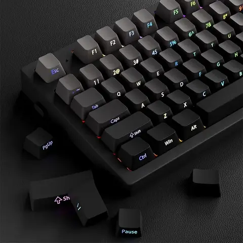 Profil OEM dégradé noir gris brillant à travers les capuchons de touches PBT Double injection côté imprimé Keycap pour clavier de joueur mécanique touches