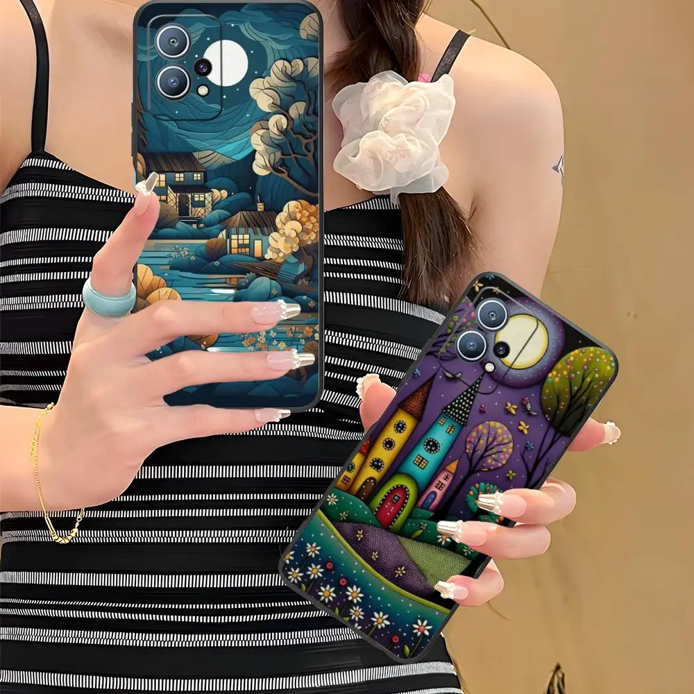 

Art Building Mobile Phone Case for Huawei P60 P50 P40 P30 P20 P10 P9 P8 Pro Lite Plus Colorful Printing Cover Pretty Luxury