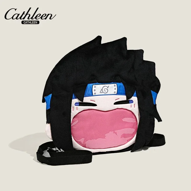 NARUTO Uchiha Sasuke Cos Big Mouth Pain Bag Uzumaki Naruto Haruno Sakura Peripheral Storage Plush Shoulder Crossbody Bag Gift