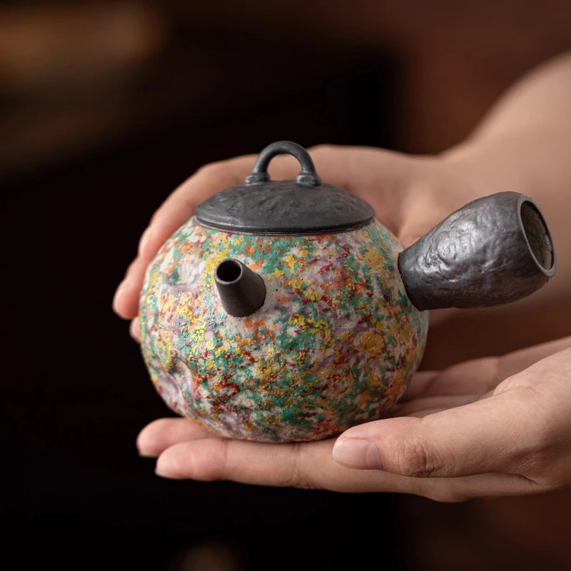 

Керамический чайник с боковой ручкой Rock Mine для одного человека, новый китайский высококачественный чайный сервиз кунг-фу 2025 года для приготовления чая, бытовой одиночный горшок