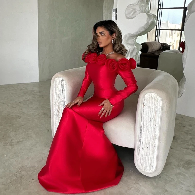 Thinyfull Sexy Mermaid Prom Evening Dresses Saudi Arabia Long Sleeve Long Party Dress Formal Night Cocktail Prom Gown Plus Size