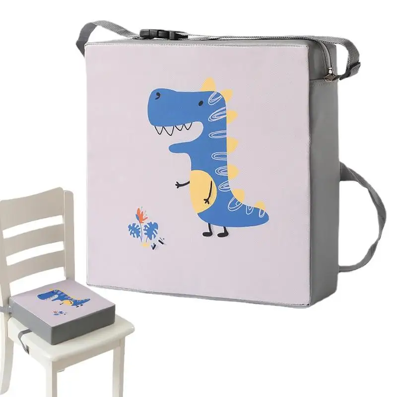 Chair Booster Cushion Increasing Cushion With Cute Dinosaur Pattern For Toddler Double Straps Washable Portable Booster Seat