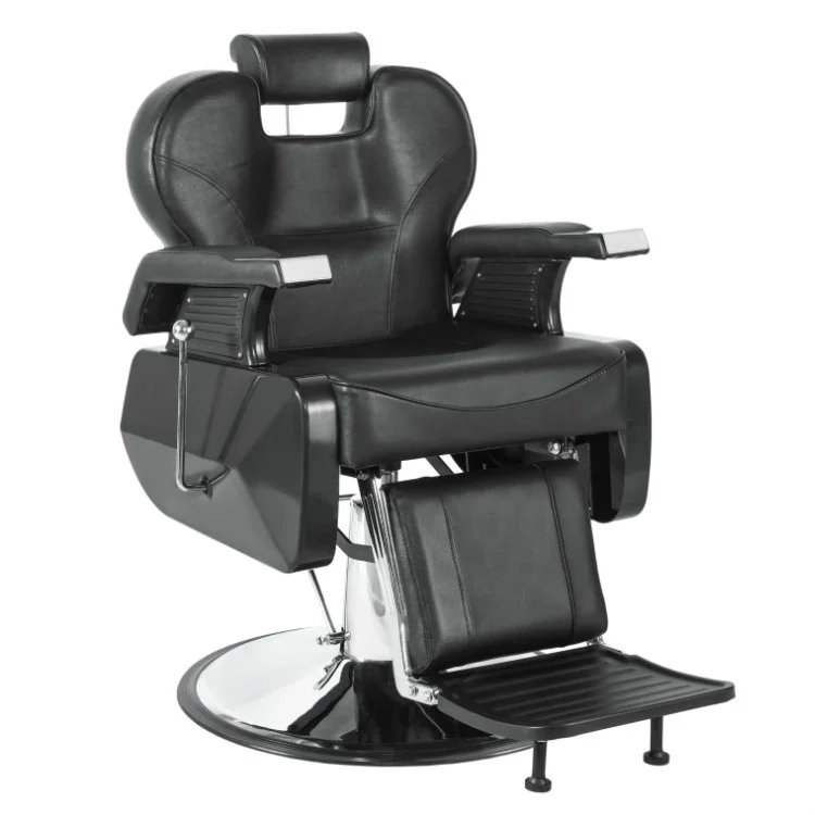 Black Salon Furniture Hydraulic Vintage Black Barber Chair With Footstep Styling Chair For Shaving