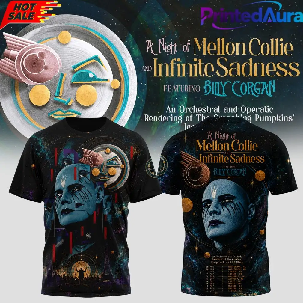 A Night of Mellon Collie and Infinite Sadness Men T‑Shirt Limited 3D Print Rock Concert Short Sleeve Tops Family Matching Tees