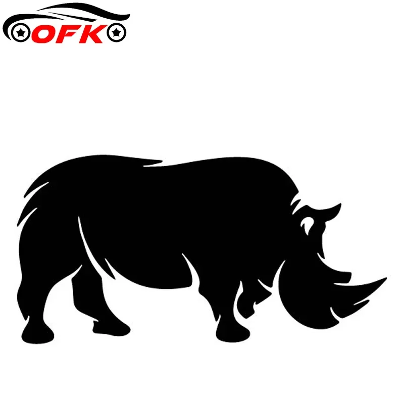 A Sturdy Rhinoceros Pattern Car Sticker  Trunk Decor Decal To Cover Scratches Sunscreen Waterproof PVC. 16.6CM*8.4CM