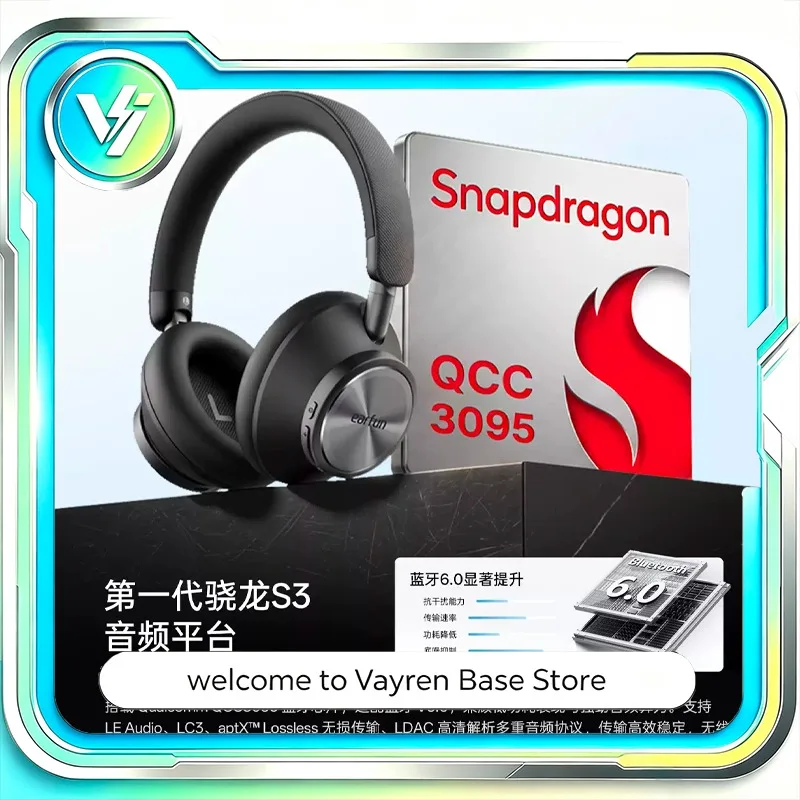 EarFun for Wave Pro X Over-Ear Wireless Headphones ANC LDAC aptX Lossless HiRes Audio Built-in Mic for Gaming Daily Listening