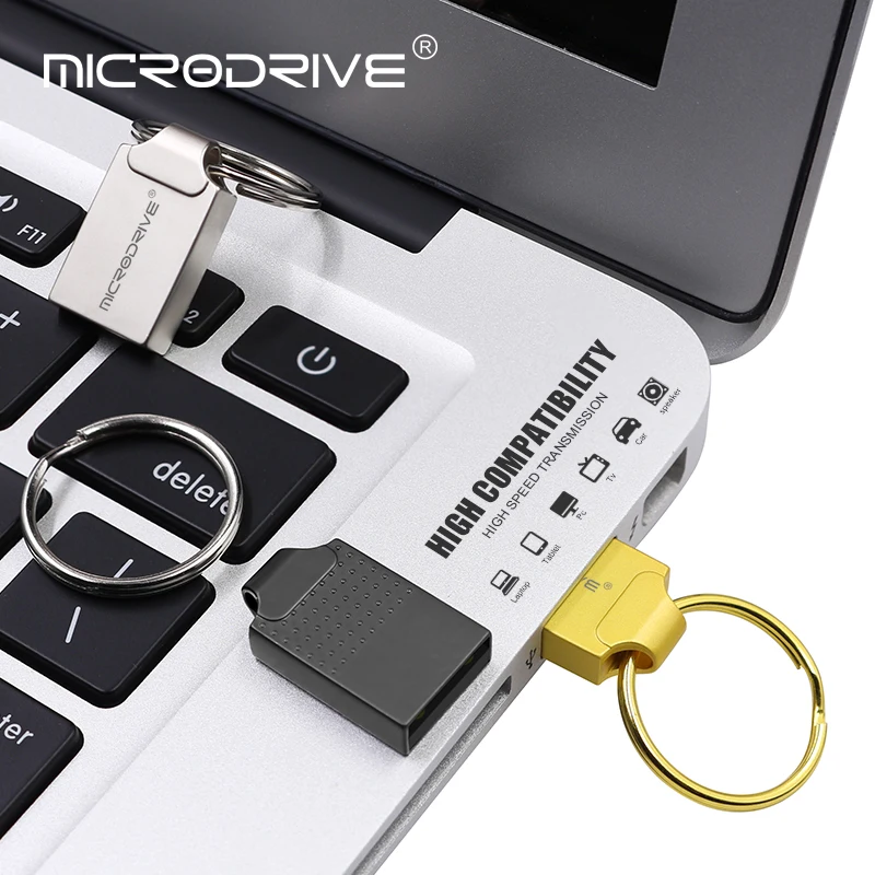 Super Mini Metal USB Flash Drive 256GB/128GB/64GB/32GB/16GB/8GB/4GB Memory stick Waterproof pendrive u disk with key chain