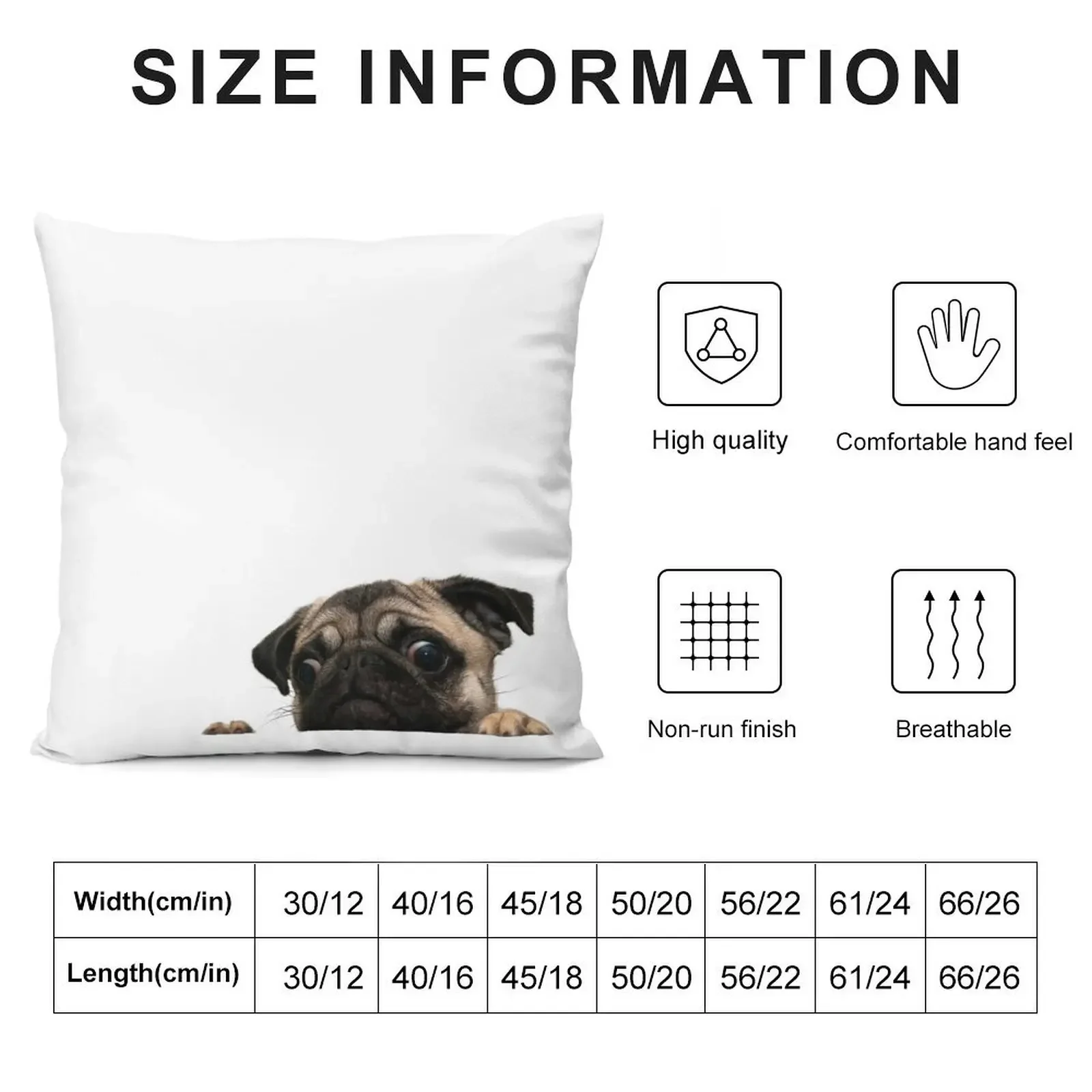 Worried Pug Throw Pillow Sofa Pillow Cover Cushion Cover Luxury luxury throw pillow covers