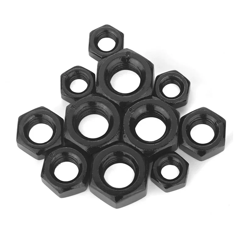 Fine Thread Thin Hexagon Nut M8 M10 M12 M14 M16 M18 M20 Pitch 1.0mm/1.5mm/2mm Full Nut Black Oxide Carbon Steel