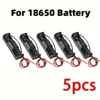 5pcs 18650 Power Bank Cases 1X 3.6V-4.2V 18650 Battery Holder Storage Box Case 1 Slot Battery Container with Wire Lead