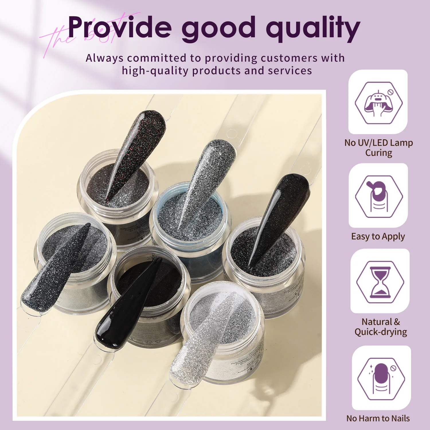 ネイルパウダーセット,速乾性アクリルパウダー,3Dアート,長持ち,6色,魅力的