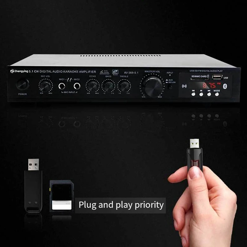 5.1 Channel HIFI Amplifier Subwoofer High Power Stage Home Theater Bluetooth Radio Outdoor Amplifier