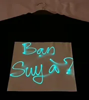 Interactive Glow in The Dark TShirt Luminous Drawing Board Shirt Neutral Fun Fluorescent Green Printing Cotton Short Sleeve Tees