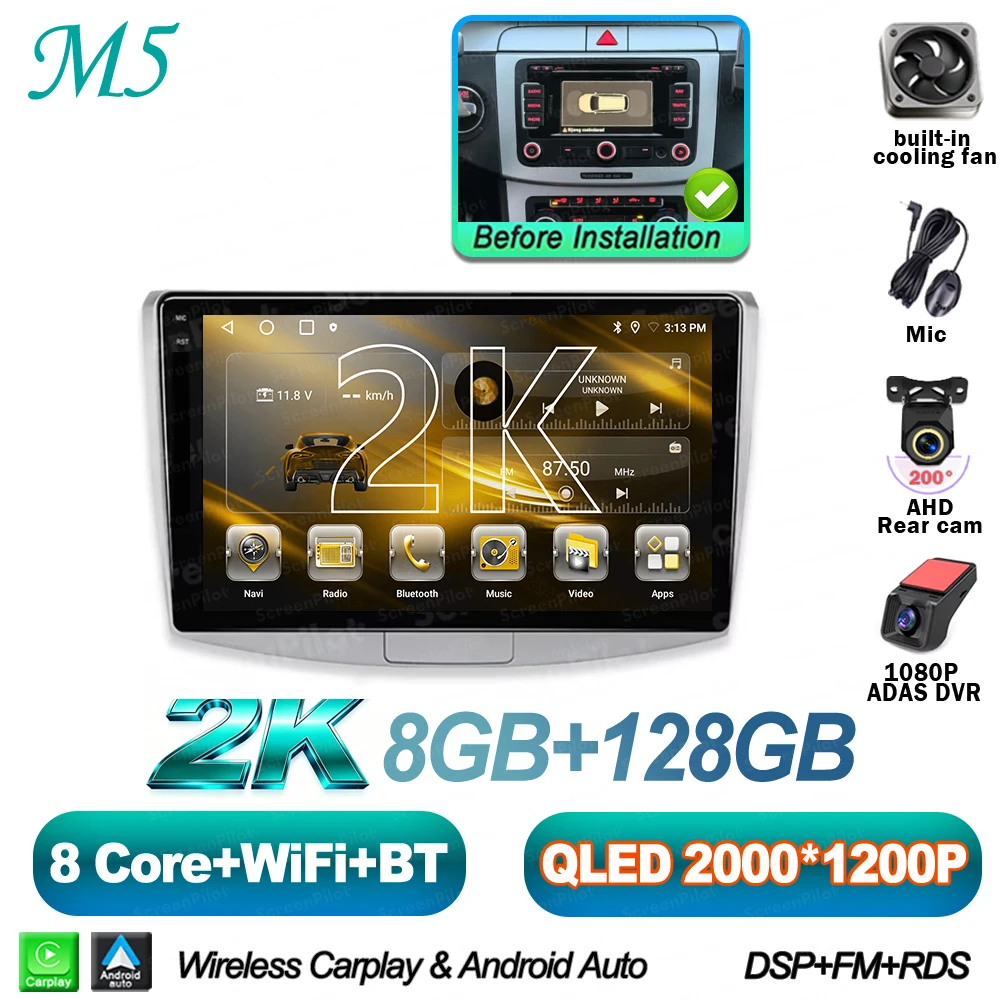 For Volkswagen VW Passat B6 B7 B8 CC 2007- 2021 Android 16 Multimedia Video Player Carplay Intelligent System Wifi 4G 8 Core image 3