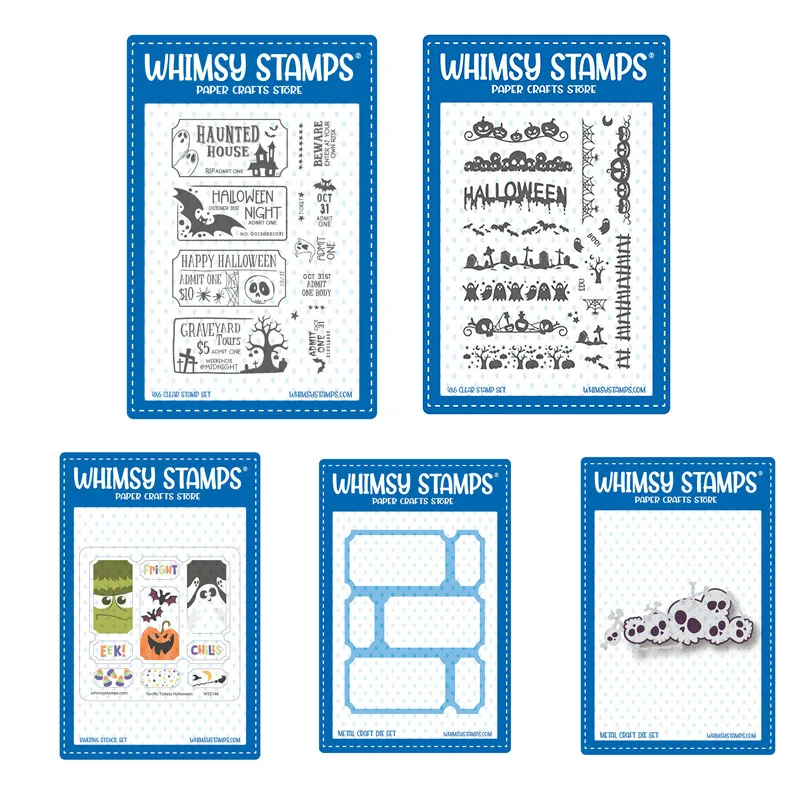 Timbres transparents avec bordures de Bitty d'halloween, billets fantastiques, pochoir de superposition, matrices de cour pour l'artisanat, fabrication de cartes de vœux, nouvelle collection 2025