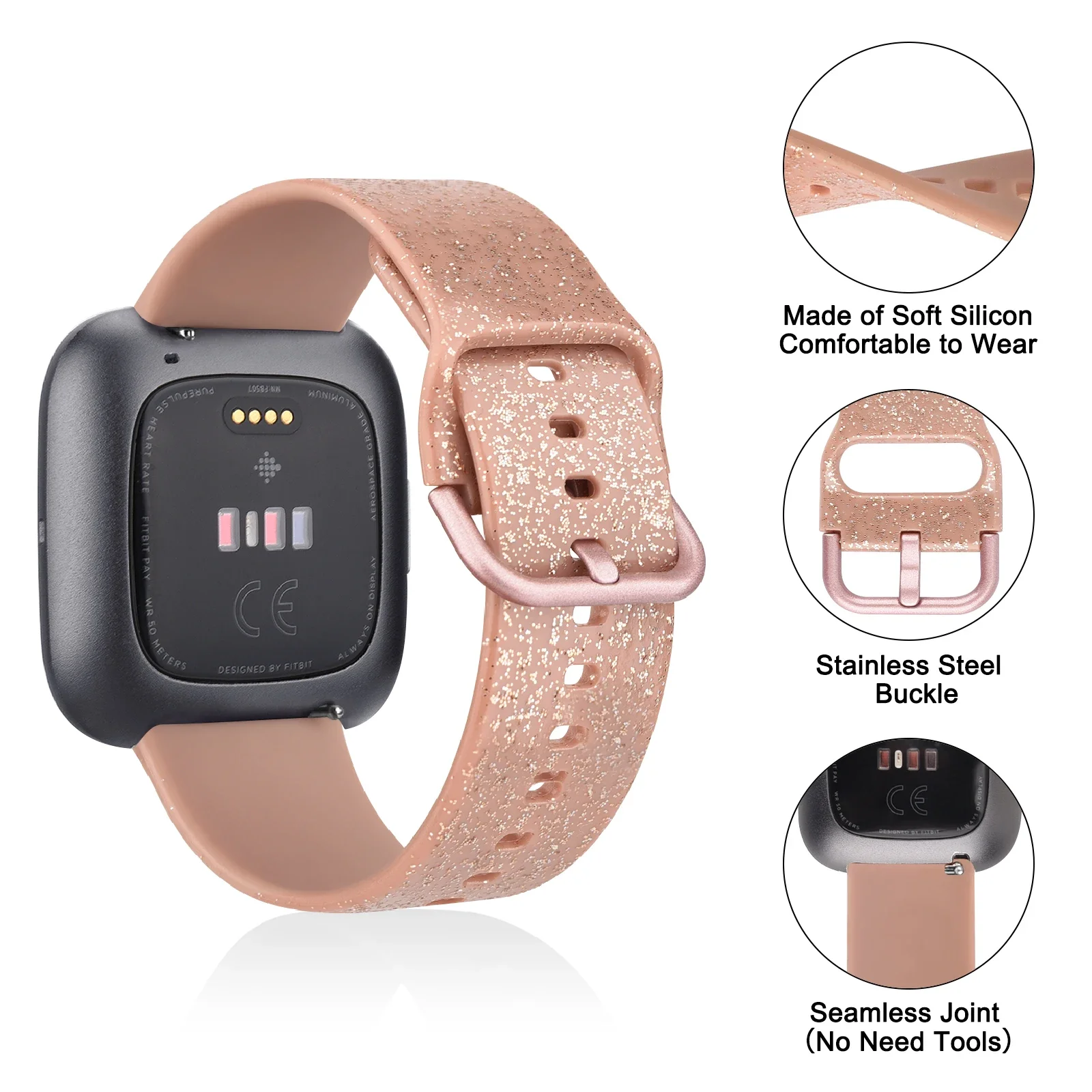 Silicone Strap for Fitbit Versa 2 Versa 1 Band Replacement Watchband Wristband Bracelet for Fitbit Versa Lite 2 Strap Smartwatch